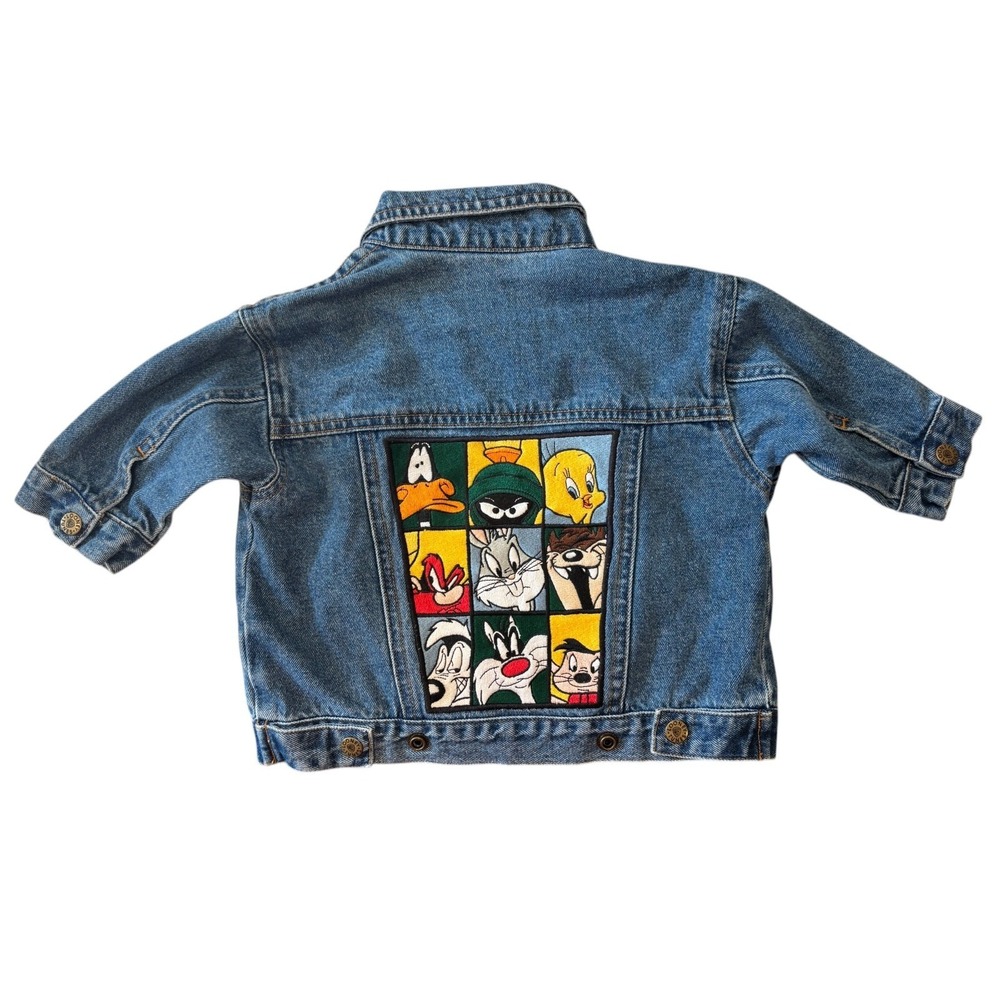 VTG Acme Kids Baby 12 Mo Denim Jean Jacket Warner Bros Looney Tunes Embroidered
